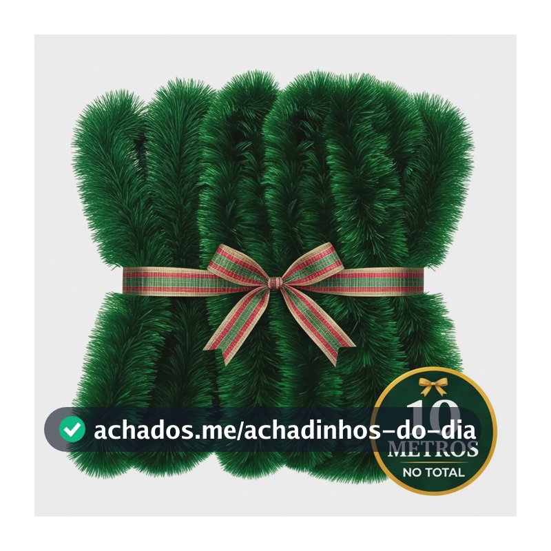 Festão Arvore de Natal 10 Metros Verde Grosso Cheio Flexível Decoração 5 Peças 2m x 9cm
