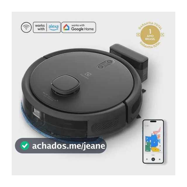 Robô Aspirador de pó 4 em 1 Electrolux Wi-Fi MOP Passa Pano Seco e Úmido até 1h40 de Bateria App Mapeamento Laser Inteligente Alexa e Conectividade Google Home Experience sensor Antiqueda ERB60 Bivolt