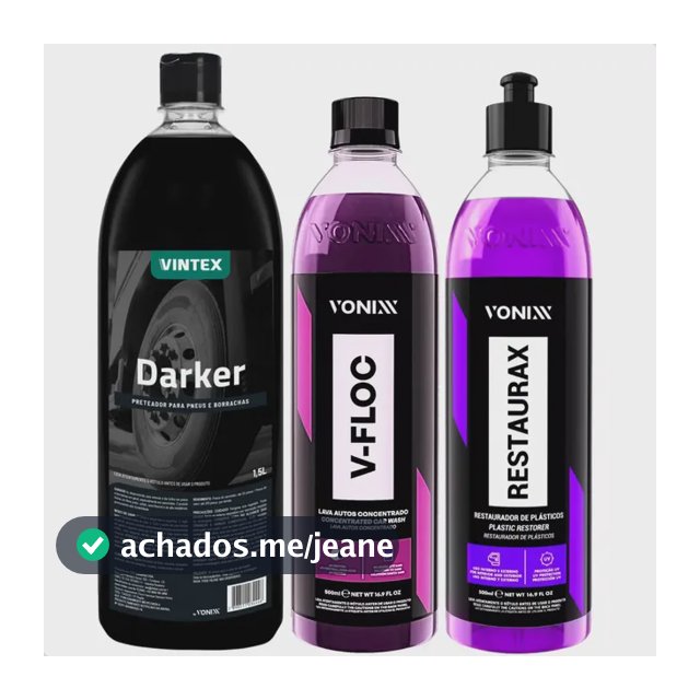 Kit Darker Pneu Pretinho Shampoo V-floc Restaurax Vonixx
