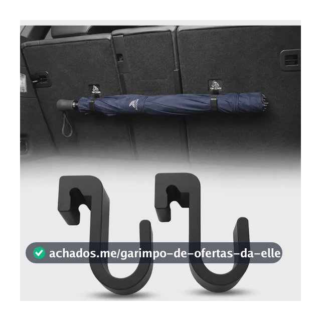 Kit 2 Ganchos Suporte Porta Malas Isofix 1 Guarda-chuva Sol Preto
