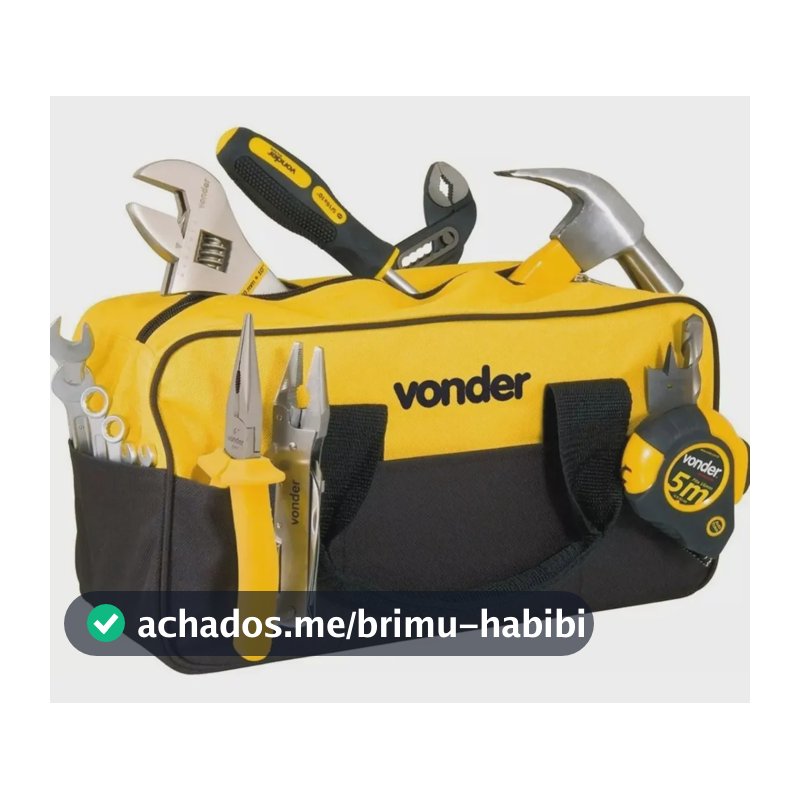 Bolsa Maleta Ferramentas Em Lona Com 8 Divisões Externas Cor Preto - amarelo Vonder