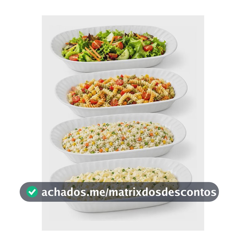 Kit 4 Travessas Melamina Saladeira Restaurante Buffet Grande Branco