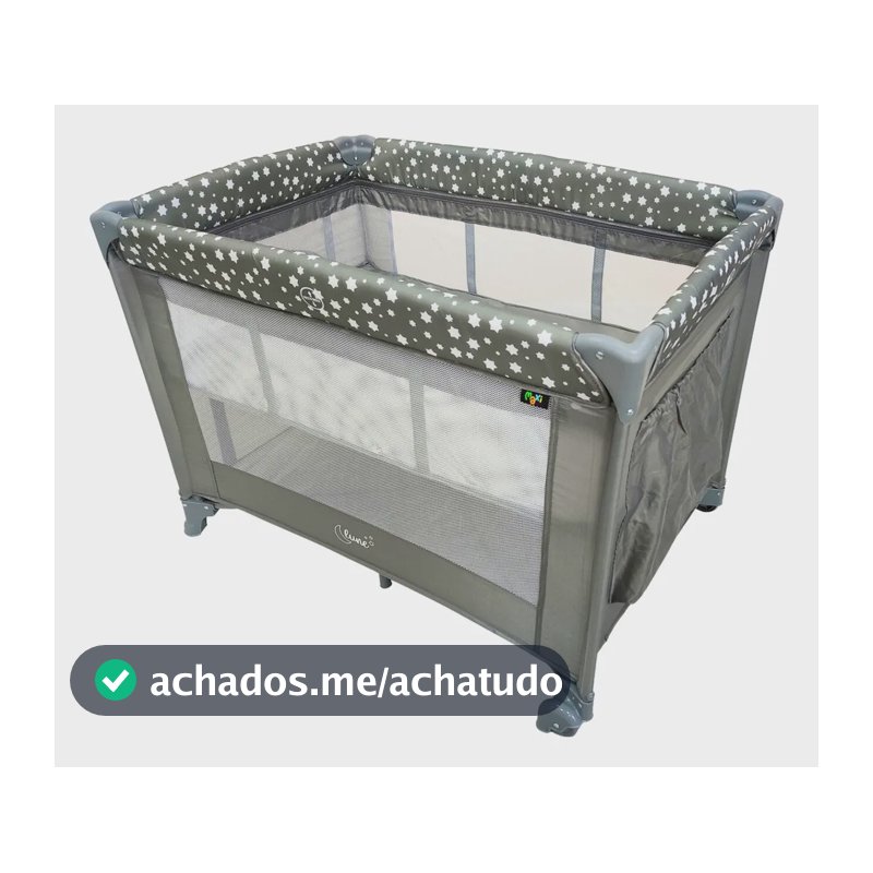 Berço Portátil Infantil Cercado Desmontável Lune Maxi Baby - CINZA