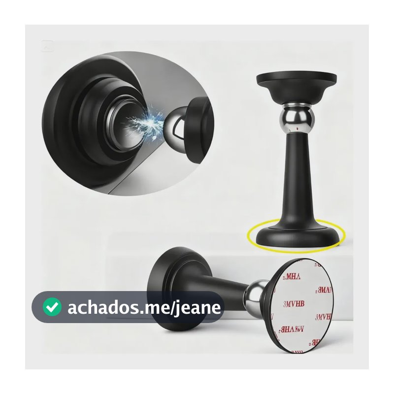 Kit 03 Trava Porta Magnético Prendedor Fixador  Adesivo 3m Preto Pino Fosco