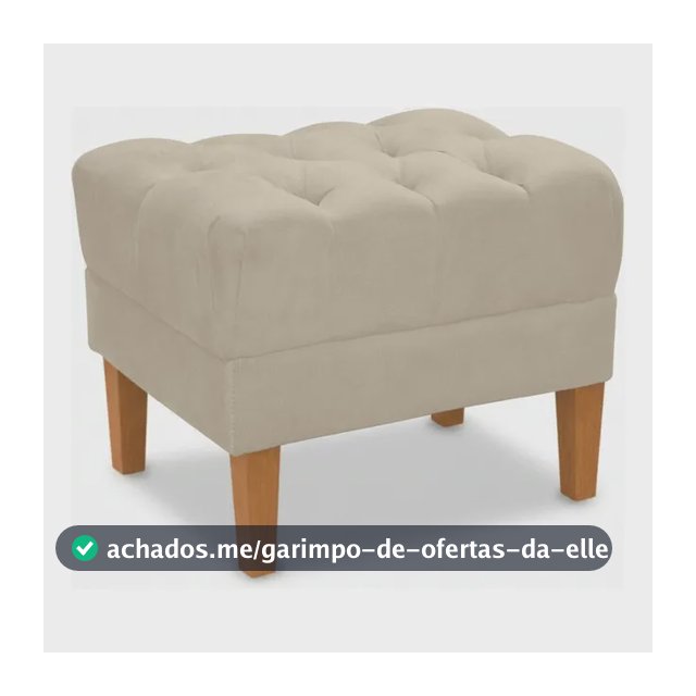 Puff Decorativo Capitonê Retangular Para Quarto Moderno Bege