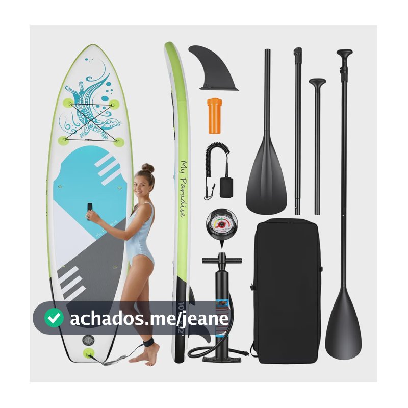 Prancha Stand Up Paddle Inflável Profissional Kit Completa Verde-claro