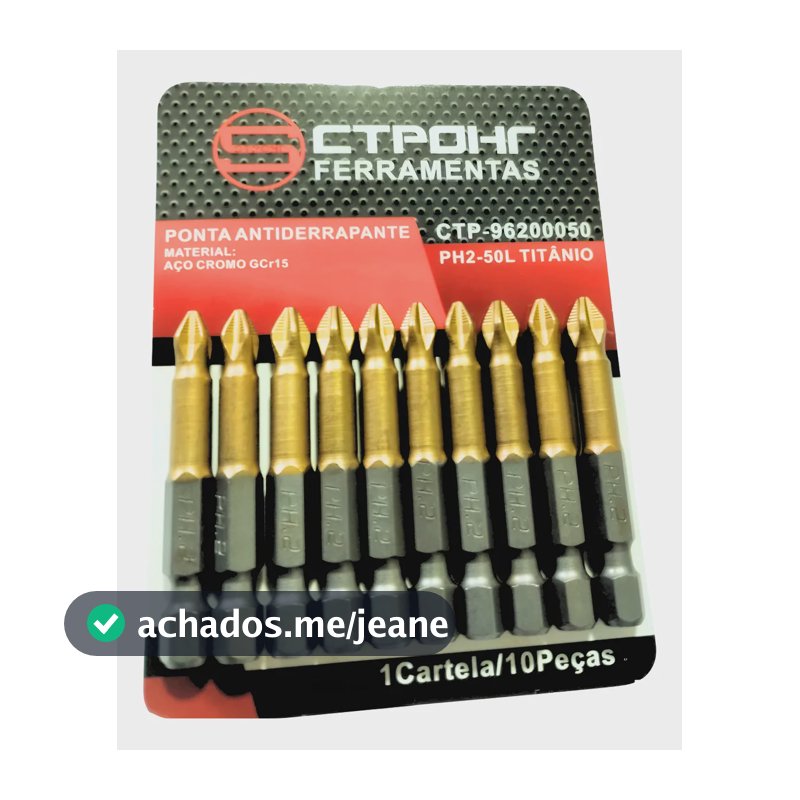Kit Pontas Bit Ph2 50mm Magnética Titânio Antiderrapante 10