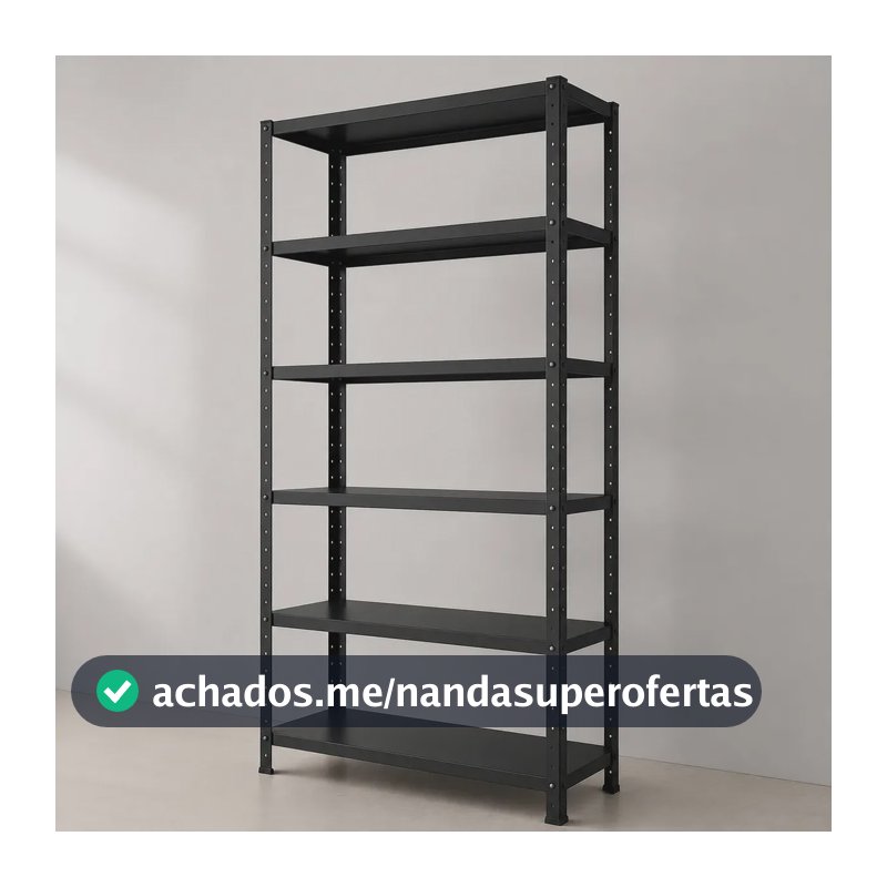 Estante De Aço 6 Prateleiras 198x90cm Multiuso Resistente Preto