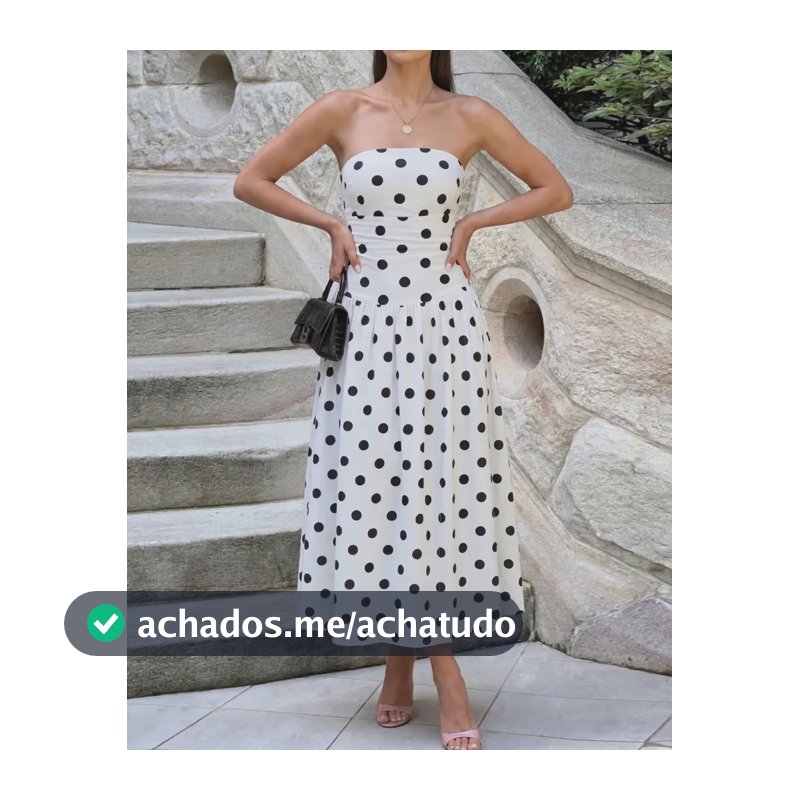 Vestido Feminino Tomara Que Caia Longo Soltinho Poa Bolinha Branco M