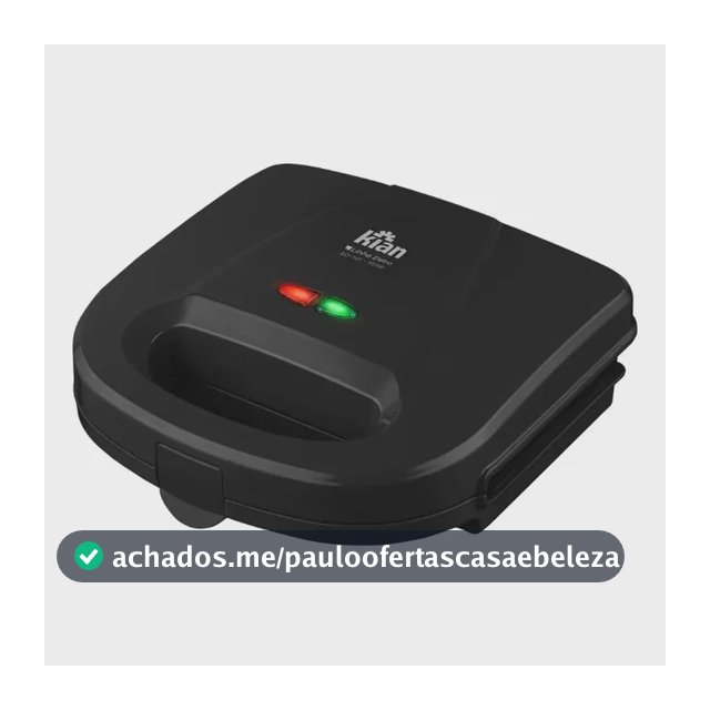 Sanduicheira Grill 2 Em 1 Kian Preta Elétrica 750w Cor Preto,Seu Mixto Quente Ultra Rápido, e Outros Petiscos