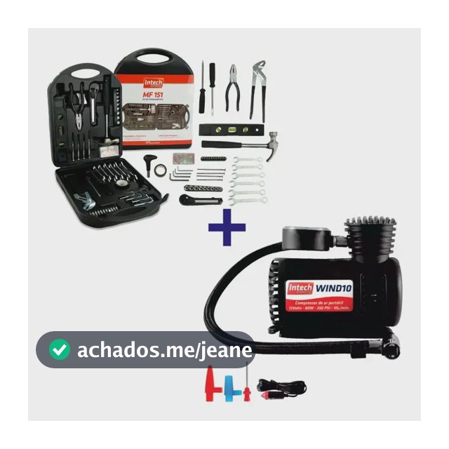 Kit Ferramentas Maleta 151 Peças + Mini Compressor De Ar 12v
