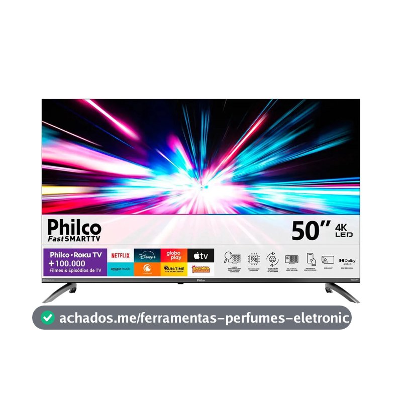Smart TV Philco 50" Polegadas 4K UHD Roku TV HDR10 Dolby Audio WiFi P50CRB