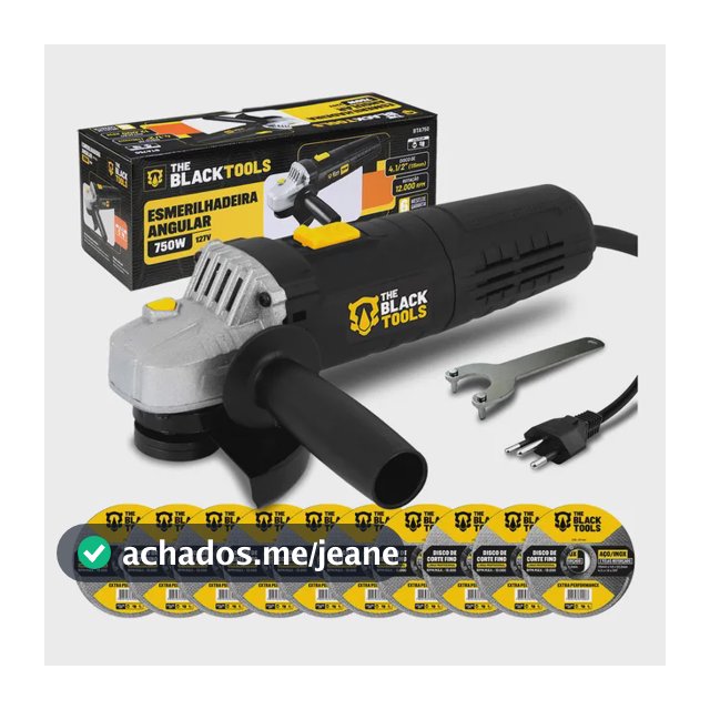 Esmerilhadeira Lixadeira Angular Bte750 4.1/2 750w Com Discos 4.1/2 The Black Tools