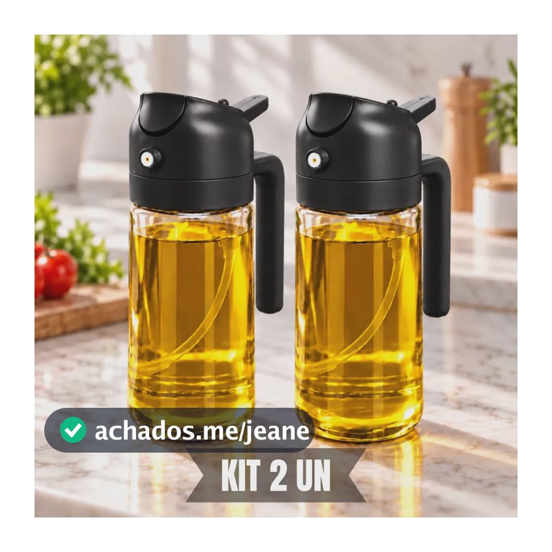 Kit Spray Borrifador Pulverizador Azeite Óleo Vinagre Dosador Galheteiro Culinário Temperos 2 Em 1 500ml 2un Preto