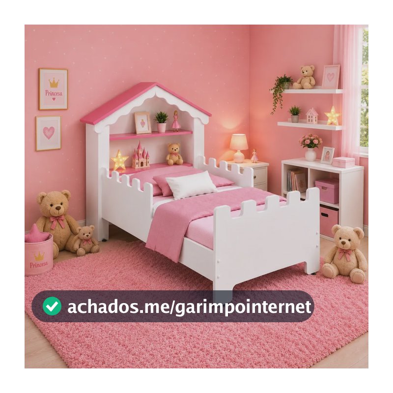 Cama Magia Menina Com Colchao Juvenil Infantil Princesa Quar Rosa Castelo Boneca Princesa