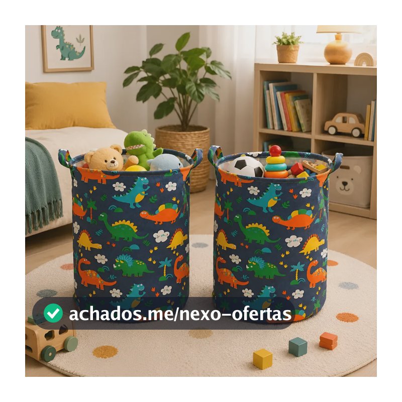 Kit 2 Cesto Organizador Infantil Brinquedos Roupas Dobrável Azul