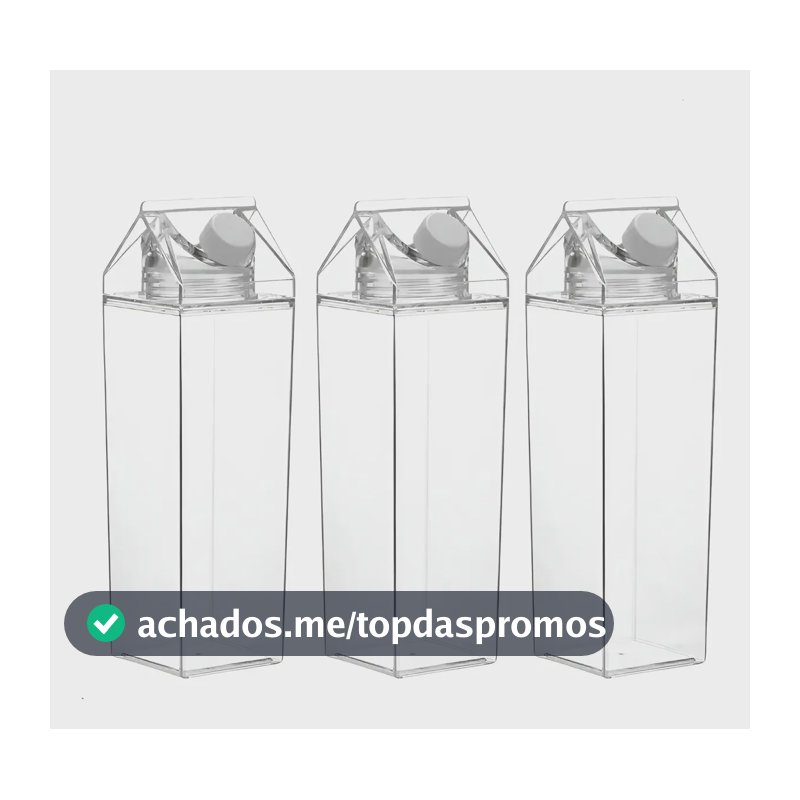 Kit 3 Garrafas Acrílico 1 L Caixa Leite Água Suco Geladeira Transparente