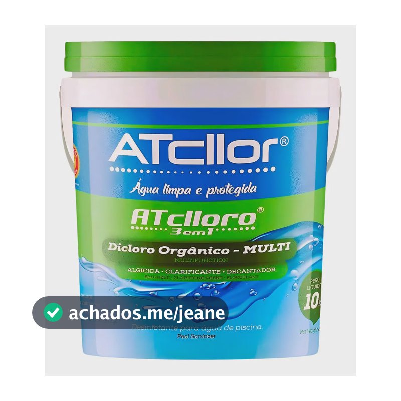 Balde De Cloro 10kg Para Piscina Atcllor 7433 3x1 Multifunçã