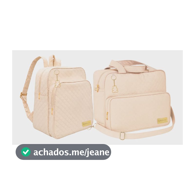 Kit Mochila E Bolsa Bebê Maternidade Ursinho Dulini Baby Bege Matelassê