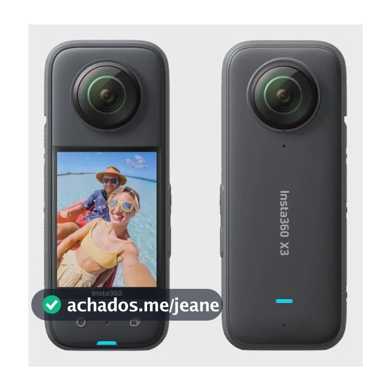 Insta360 X3 5.7K 360° 72MP Câmera de Ação com Vídeo HDR ativo Câmera de Lente Única, à Prova D'água, Estabilização FlowState, Tela Sensível ao Toque de 2,29", Edição com IA, Para Motocicletas, Esporte