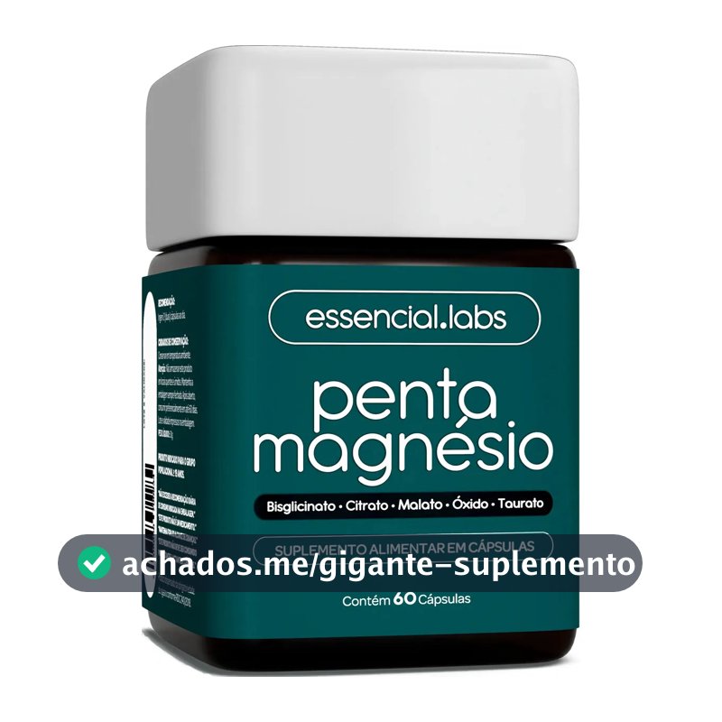 PENTA MAGNÉSIO - Bisglicinato + Dimalato + Citrato + Taurato + Óxido de Magnésio - A Combinação Perfeita de 5 Magnésios com Máxima Pureza e Biodisponibilidade - 60 Cápsulas