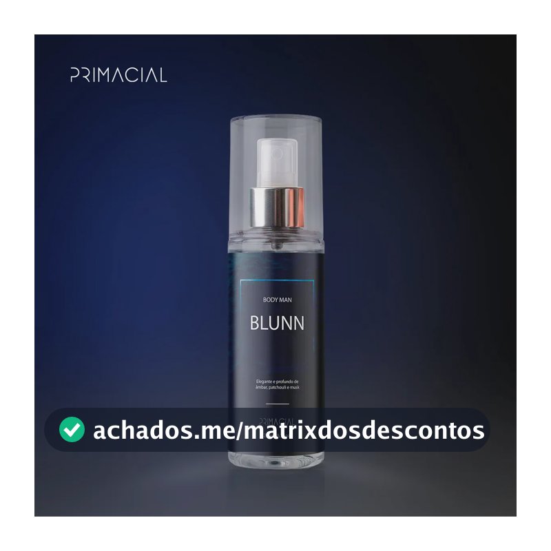 Body Splash Masculino Blunn 200ml By Primacial - Perfume Floral Cítrico