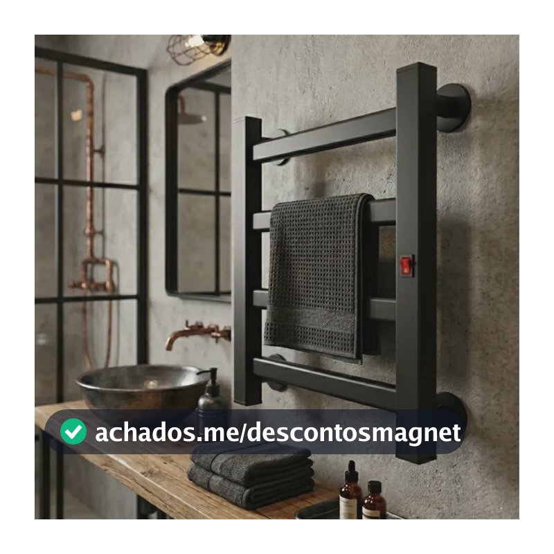 Toalheiro Itaquá Resistencias Térmico Elétrico preto