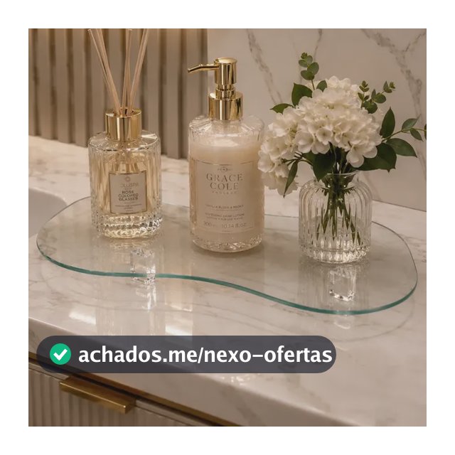 Bandeja Decorativa De Vidro Orgânico P/ Banheiro Lavabo Luxo Vidro Incolor