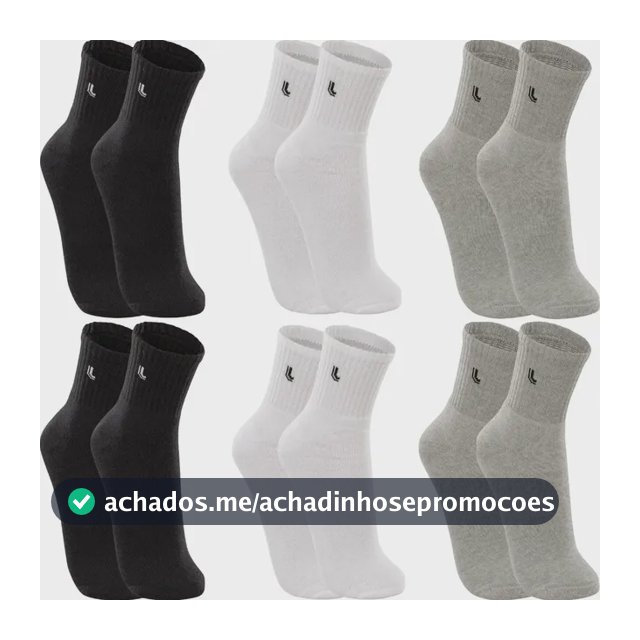 Kit 6 Pares Meias Lupo Cano Médio Esportivas Academia
