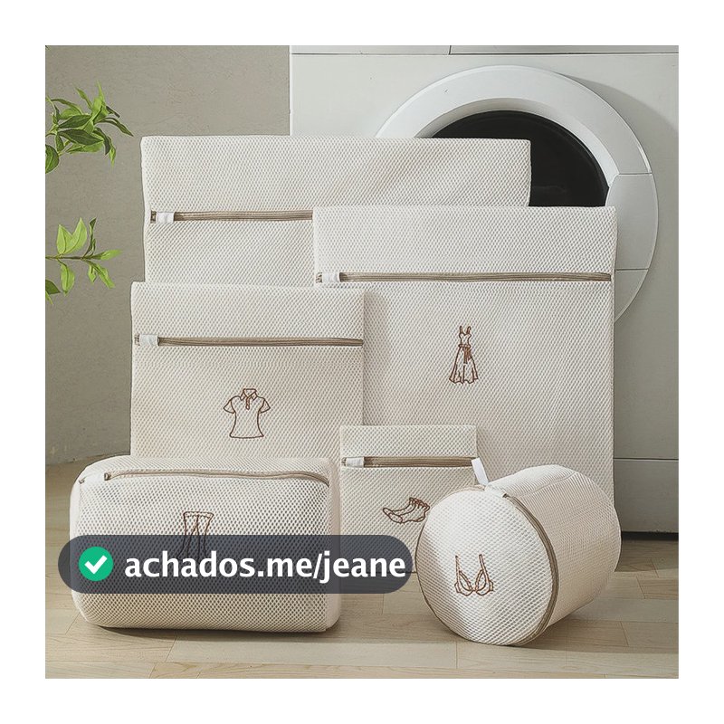 Kit 6 Sacos Protetores Maquina Lava Roupas Delicadas Íntimas Bege