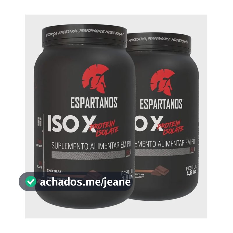 Kit 2x Suplemento Em Pó Whey Protein Isolado Iso X 1800g Sabor Chocolate