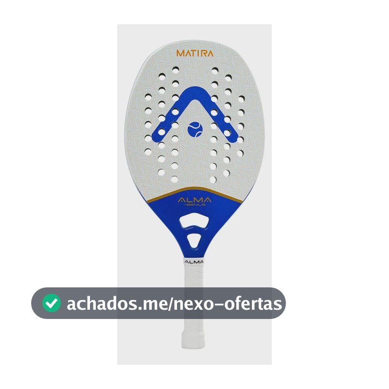 Raquete Beach Tennis Matira 1k Carbon Branca Azul Alma Geniu