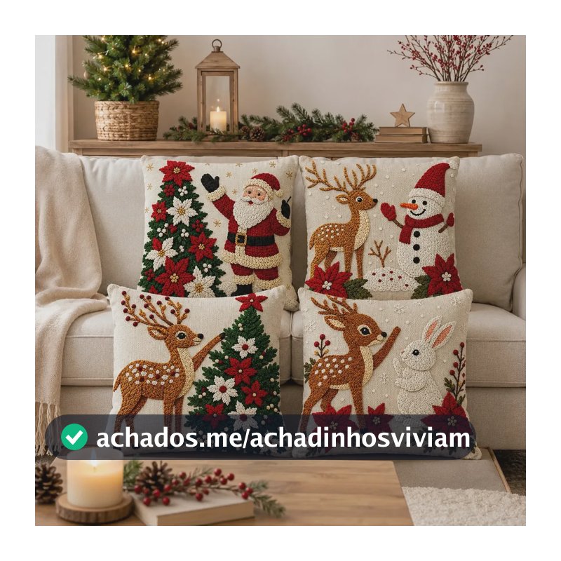 Kit 4 Capas De Almofadas Decorativas Natal Papai Noel M01 Outros Magia 01