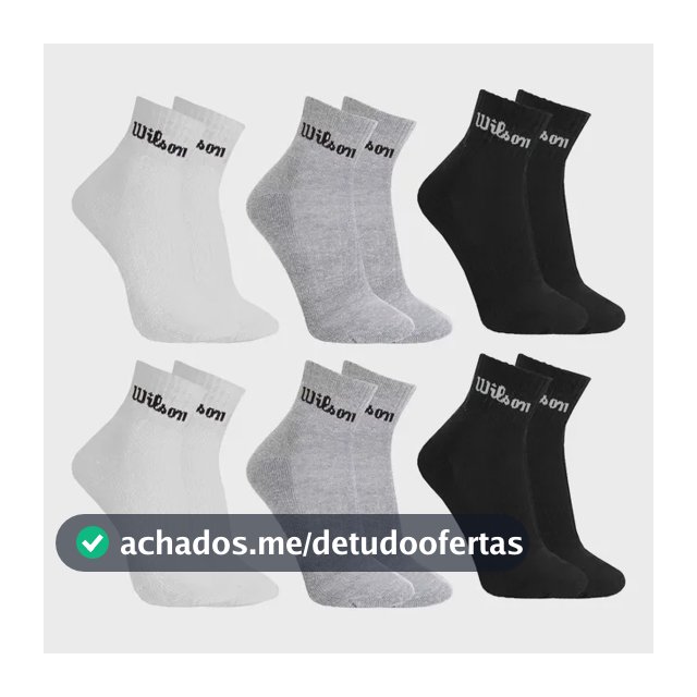Kit 6 Pares Meias Wilson Cano Médio Masculino Adulto 38-43