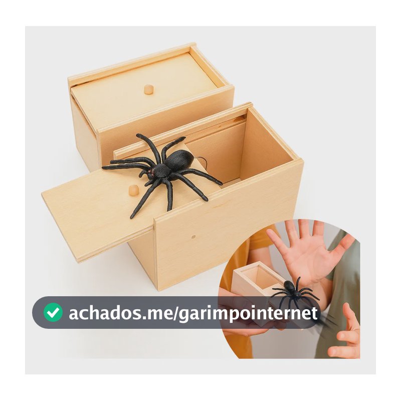 Caixa Pegadinha Madeira Aranha Surpresa Brinquedo Susto Amigo OCulto