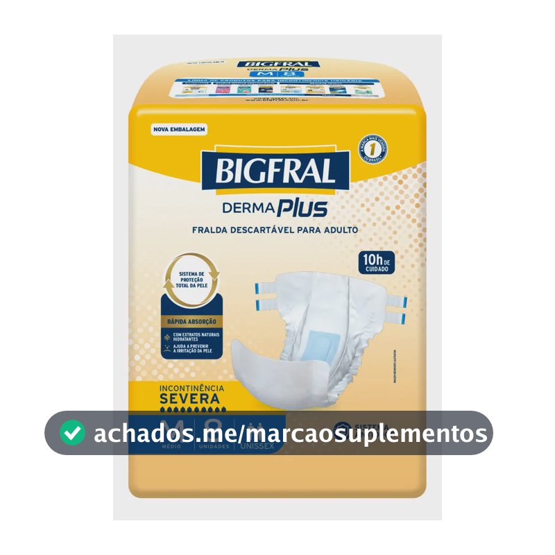 Fralda Bigfral Derma Plus M 8 Unidades Tamanho Médio