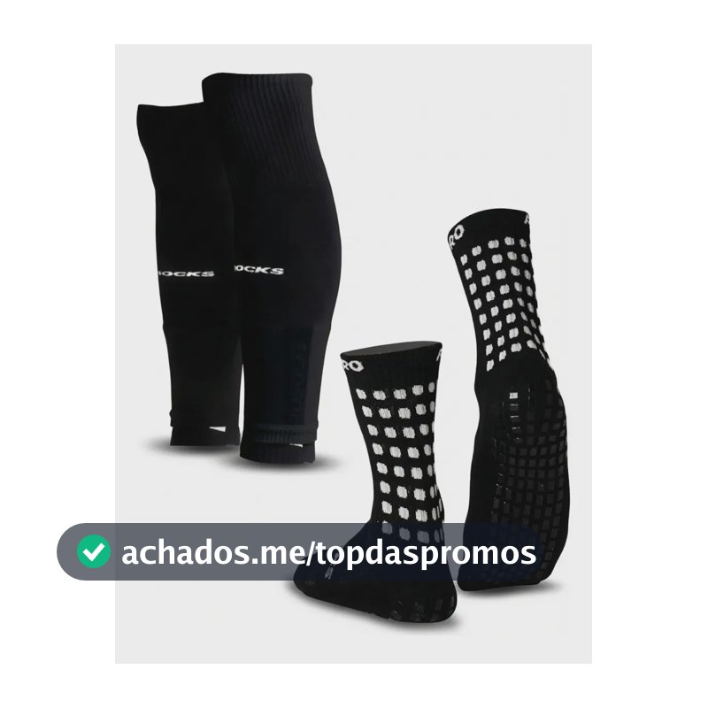 Kit Meia Antiderrapante Prosocks Grip Draft e Meião Cortado Canelito Cor Preto Tamanho 38-44