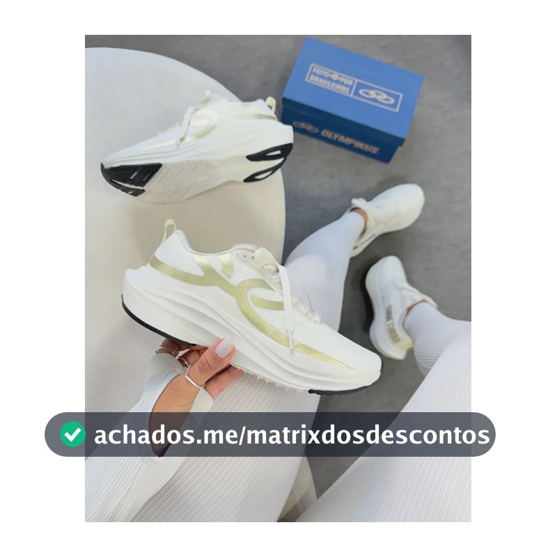 Tênis Olympikus Corre Feminino Trail Running Envio Full Off White / Dourado 35 Br