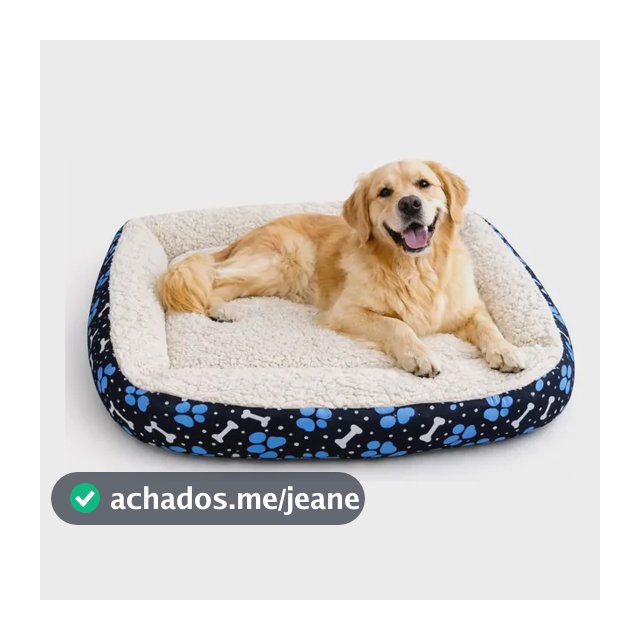 Cama Pet Cachorro Grande Impermeável 70x70 Sherpa Lavável Patinha Azul