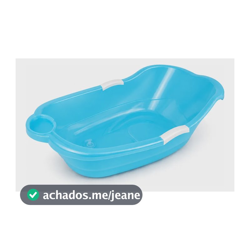 Banheira Bebê 20l Azul Com Porta Sabonete E Válvula Micromax