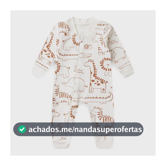 Macacão Bebê Fofuxo Suedine Estampado Com Zíper (rn/p/m/g)