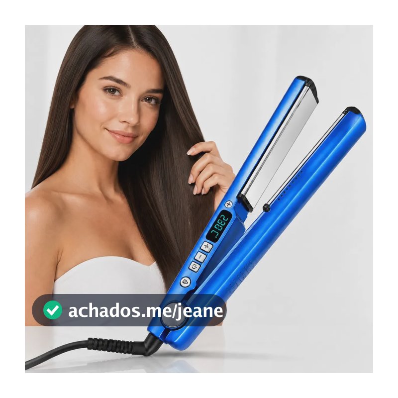 Chapinha Prancha Alisadora Cerâmica Profissional Braha Bivolt Nano Titanium 230C 450F Digital Display Alisa E Modela Cachos Azul Placas De Titanio Para Progressiva E Salao