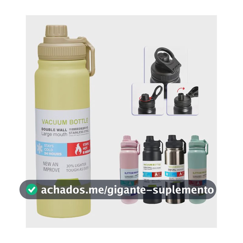 800mlgarrafa Térmica Água Squeeze Inox Academiaquente E Frio Bege