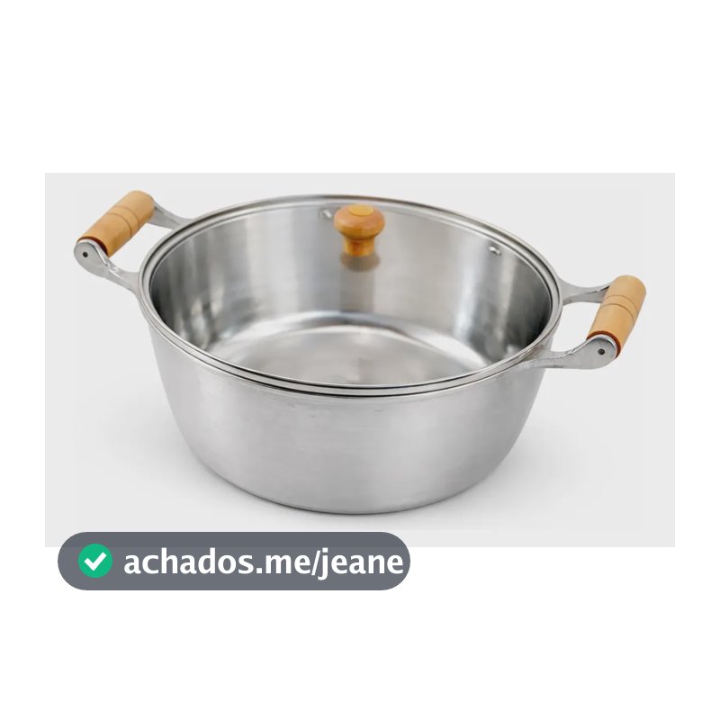 Panela Grande 30 Cm Alumínio Fundido Tampa Vidro Polido