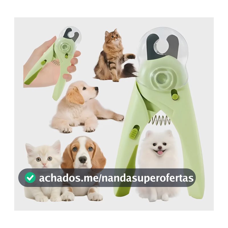 Cortador Unha Pet Cães E Gatos Com Luz Alicate Para Cachorro Verde/branco Pequenas E Médias