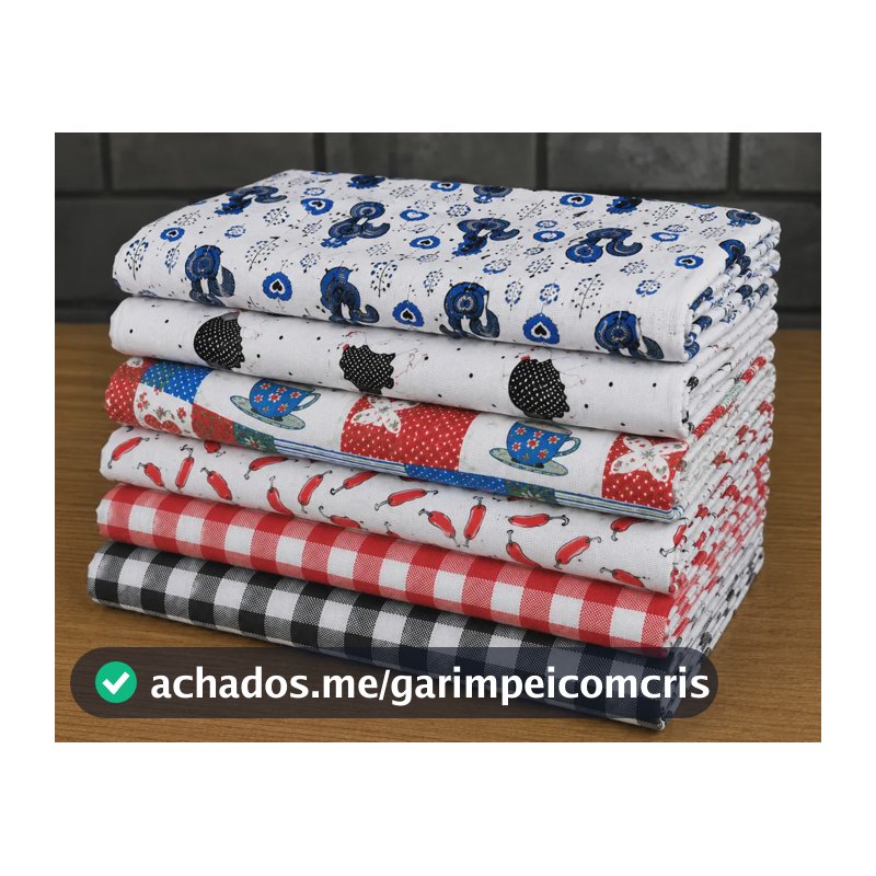Kit 10 Panos De Pia Limpeza 100% Algodão Alvejado Estampado Estampado