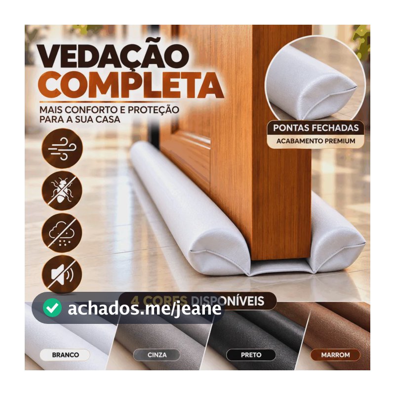 Protetor Para Porta Rolinho Soleira Vedacao 70/80/90/100cm Preto 100cm
