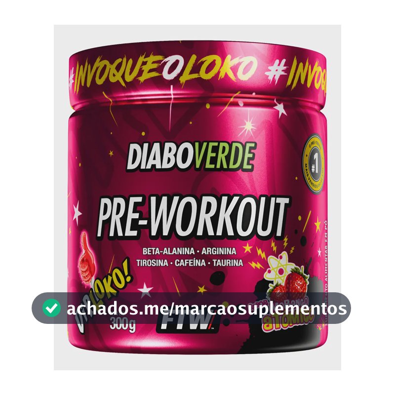 Suplemento em pó FTW Diabo verde Dip Loko! Pré treino sabor Morango Atômico x 300g