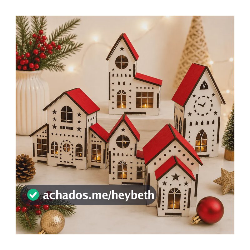 Vila Natalina Em Mdf Igrejinha E Casinhas Decoração Natal