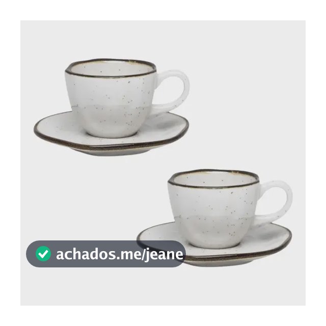 Kit 2 Xícaras Pires Cafezinho Porcelana Oxford 75ml Maresia Areia/marrom Maresia